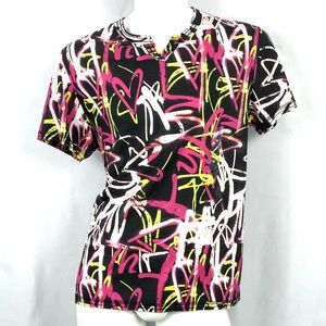 INC | Men’s Graffiti M Pink/Black Vneck NWT